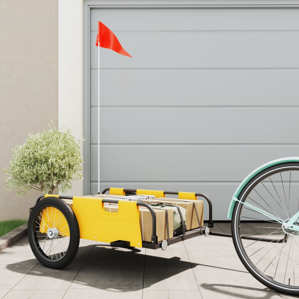 Vidaxl Bicycle Trailer Oxford Stof og Iron Yellow