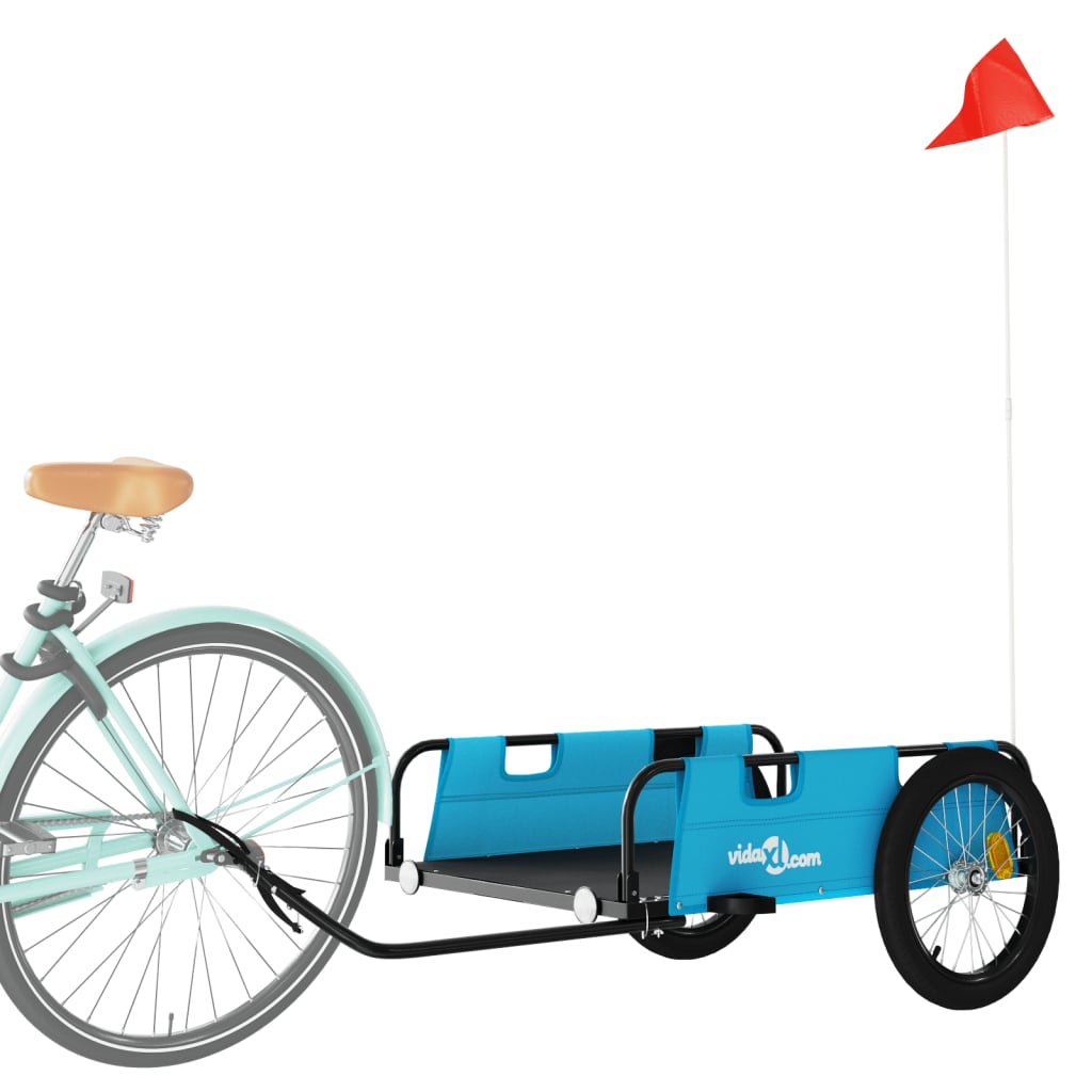 Vidaxl Bicycle Trailer Tessuto Oxford e blu di ferro