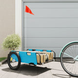 Vidaxl Bicycle Trailer Oxford Fabric and Iron Blue