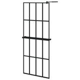 Vidaxl Walk-in shower wall with shelf 80x195 cm ESG-Glas Aluminum Black