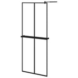 Vidaxl Walk-in shower wall with shelf 80x195 cm ESG-Glas Aluminum Black