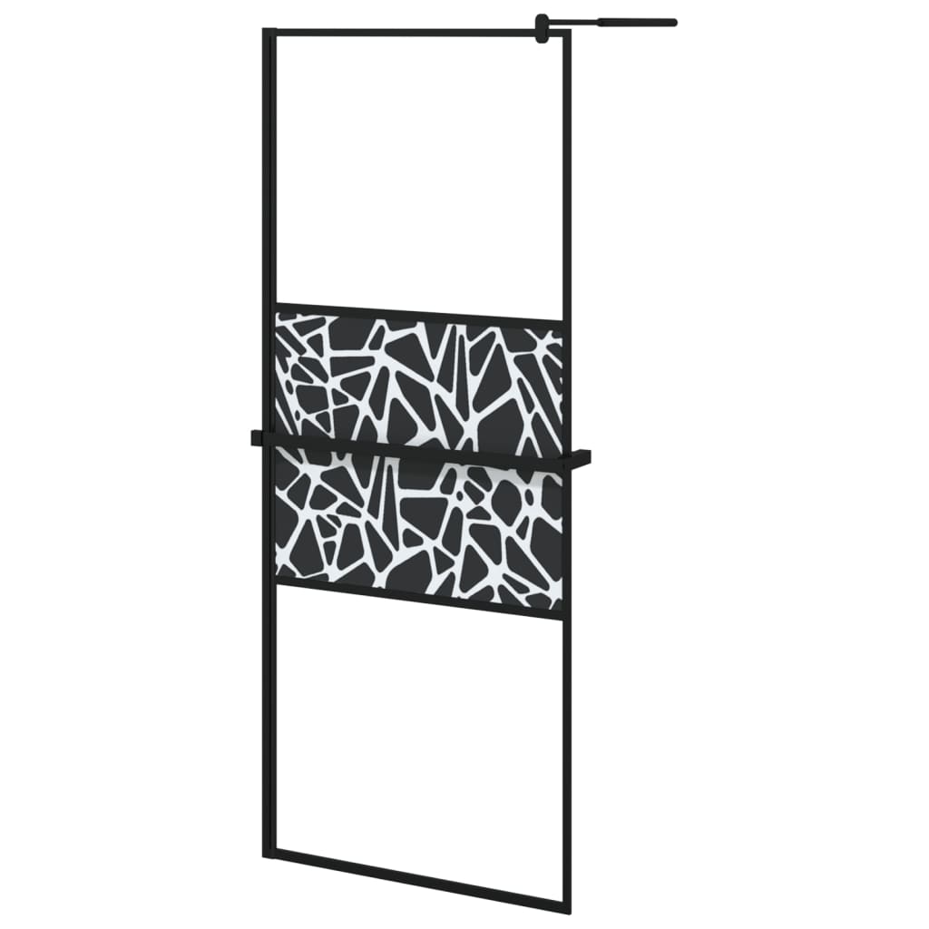 Vidaxl Walk-in-in tuš stena s polico 80x195 cm esg-Glas aluminijast črna