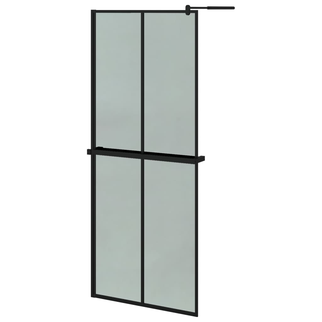 Vidaxl Walk-In Sprchová stěna s policí 80x195 cm esg-glas hliníková černá