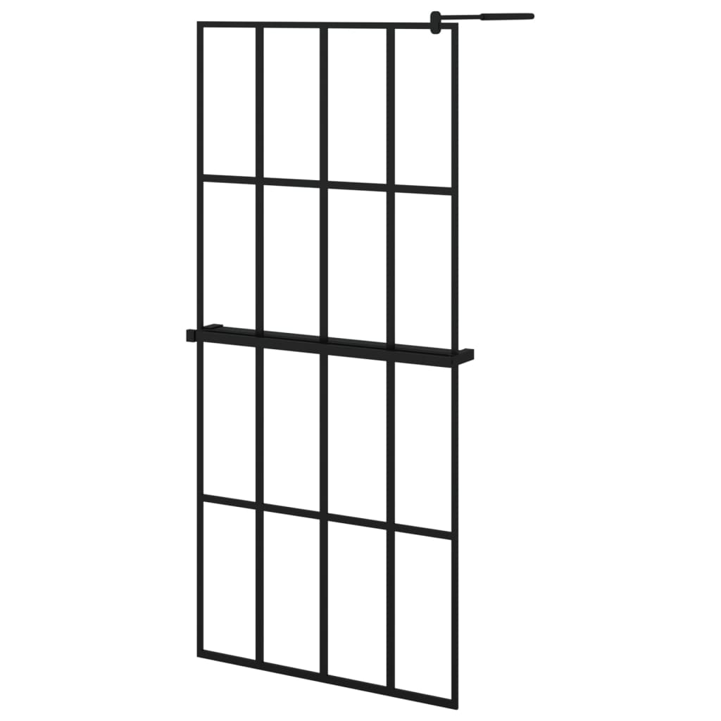 Vidaxl Walk-In Sprchová stěna s policí 90x195 cm esg-glas hliníková černá