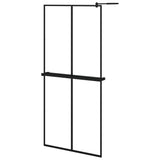 Vidaxl Walk-in-in tuš stena s polico 90x195 cm esg-Glas aluminijast črna