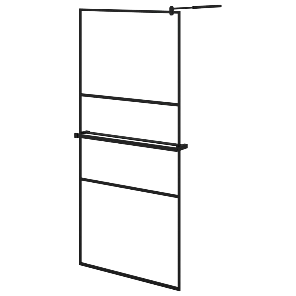 Vidaxl Walk-In Sprchová stěna s policí 90x195 cm esg-glas hliníková černá