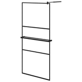 Vidaxl Walk-In Sprchová stěna s policí 90x195 cm esg-glas hliníková černá