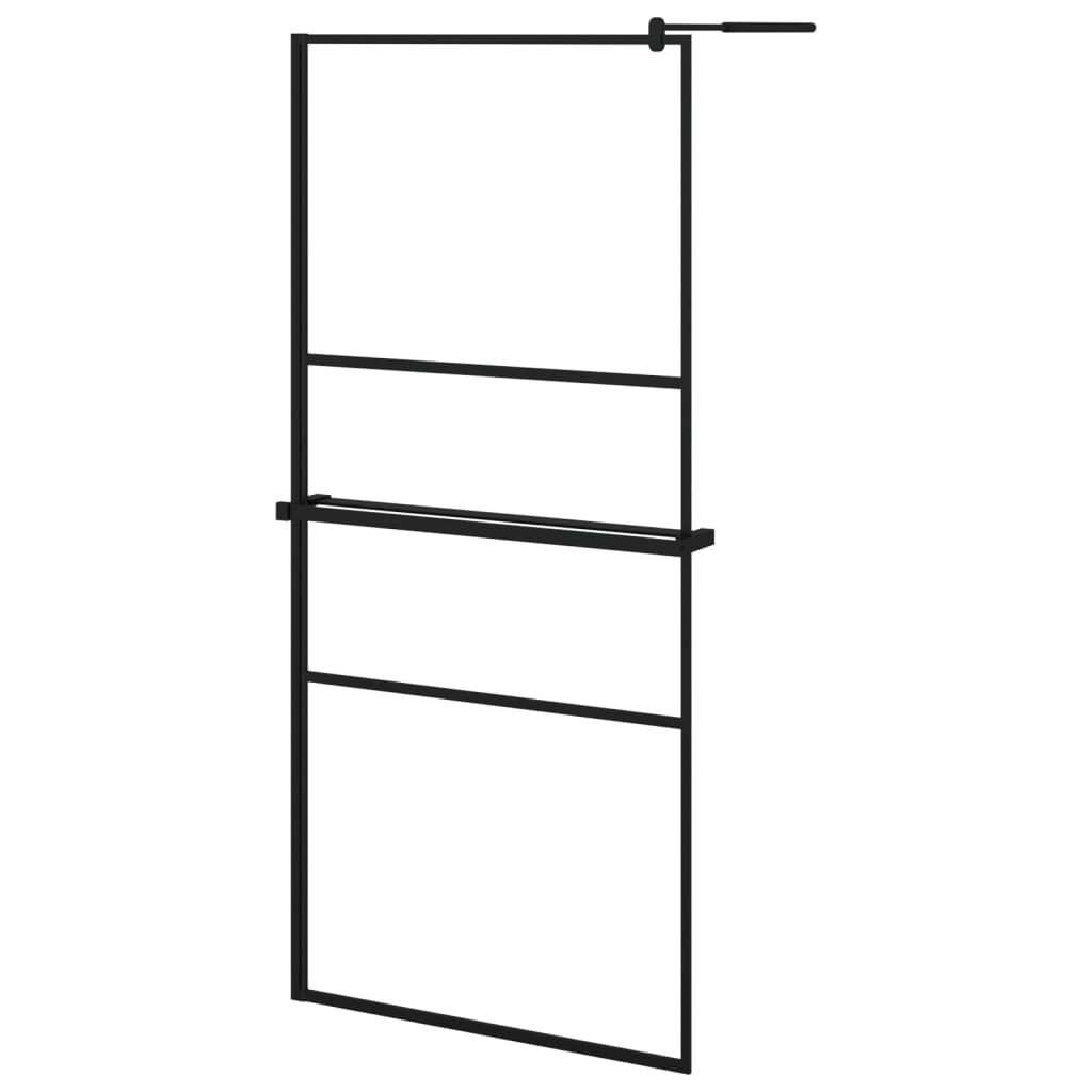 Vidaxl Walk-In Sprchová stěna s policí 90x195 cm esg-glas hliníková černá