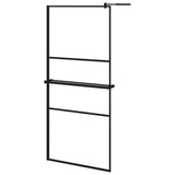 Vidaxl Walk-In Sprchová stěna s policí 90x195 cm esg-glas hliníková černá