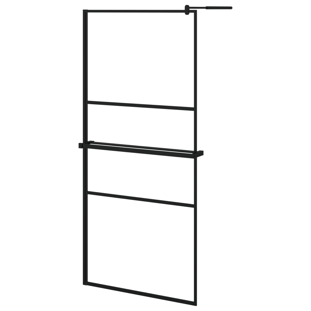 Vidaxl Walk-In Sprchová stěna s policí 90x195 cm esg-glas hliníková černá