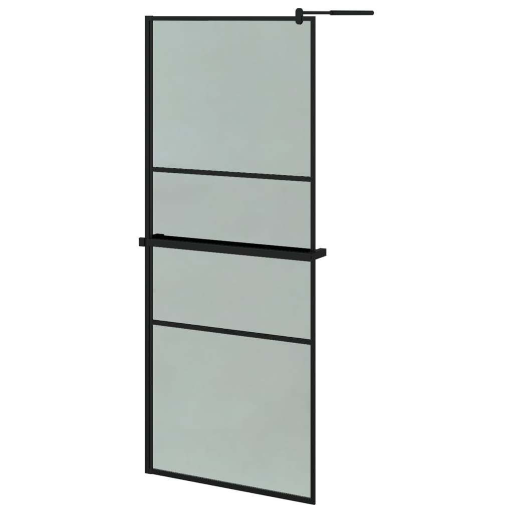 Vidaxl Walk-In Sprchová stěna s policí 90x195 cm esg-glas hliníková černá