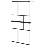 Vidaxl Walk-in shower wall with shelf 100x195 cm ESG-Glas Aluminum Black