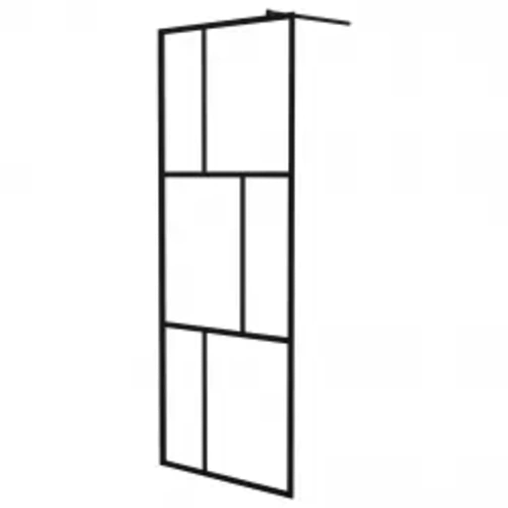 Vidaxl Walk-in shower wall with shelf 100x195 cm ESG-Glas Aluminum Black