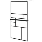 Vidaxl Walk-in shower wall with shelf 100x195 cm ESG-Glas Aluminum Black