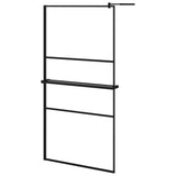 Vidaxl Walk-in shower wall with shelf 100x195 cm ESG-Glas Aluminum Black