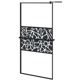 Vidaxl Walk-in shower wall with shelf 100x195 cm ESG-Glas Aluminum Black