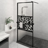 Vidaxl Walk-in shower wall with shelf 100x195 cm ESG-Glas Aluminum Black