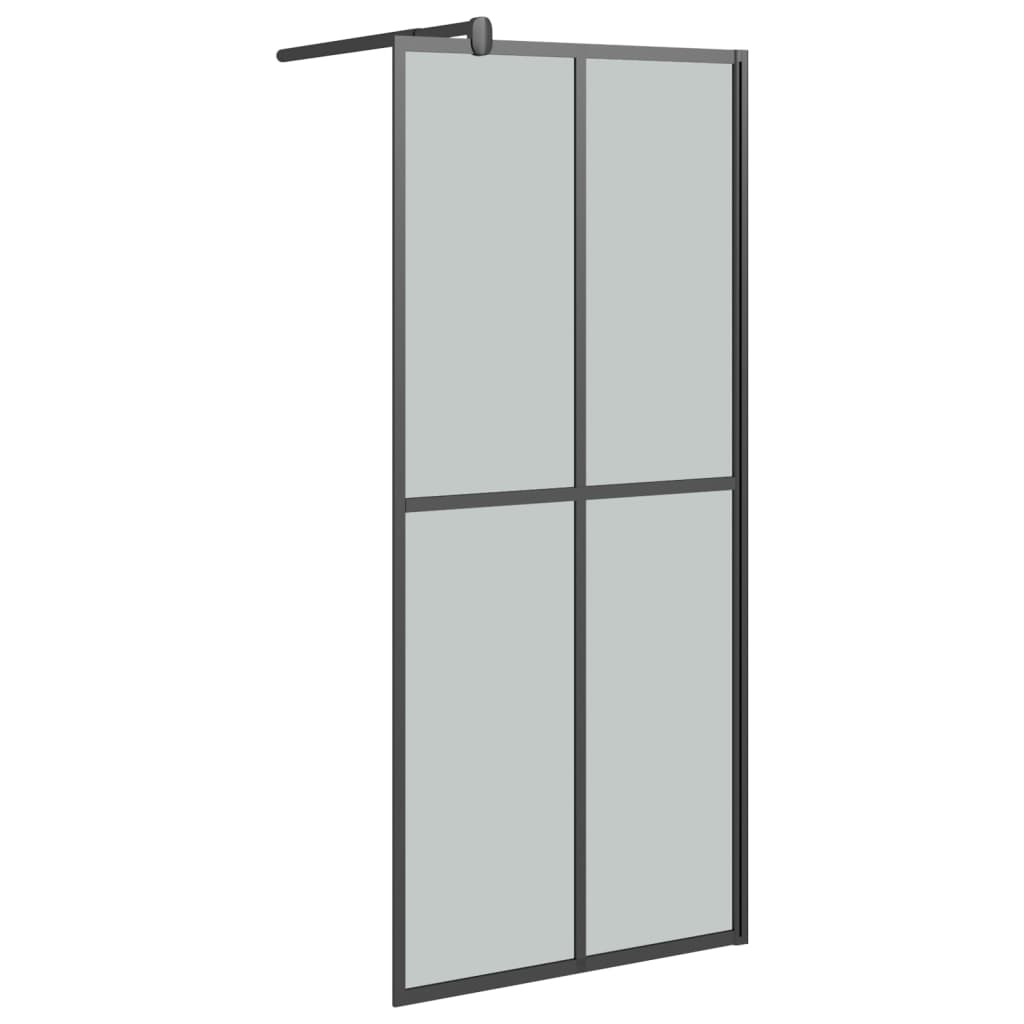 Vidaxl Walk-in shower wall with shelf 100x195 cm ESG-Glas Aluminum Black