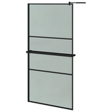 Vidaxl Walk-in shower wall with shelf 100x195 cm ESG-Glas Aluminum Black