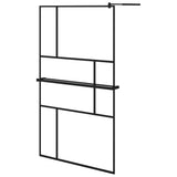 Vidaxl Walk-in shower wall with shelf 115x195 cm ESG-Glas Aluminum Black