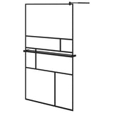 Vidaxl Walk-in shower wall with shelf 115x195 cm ESG-Glas Aluminum Black