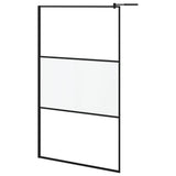 Vidaxl Walk-in shower wall with shelf 115x195 cm ESG-Glas Aluminum Black