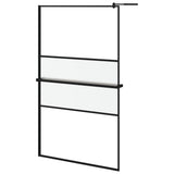 Vidaxl Walk-in shower wall with shelf 115x195 cm ESG-Glas Aluminum Black