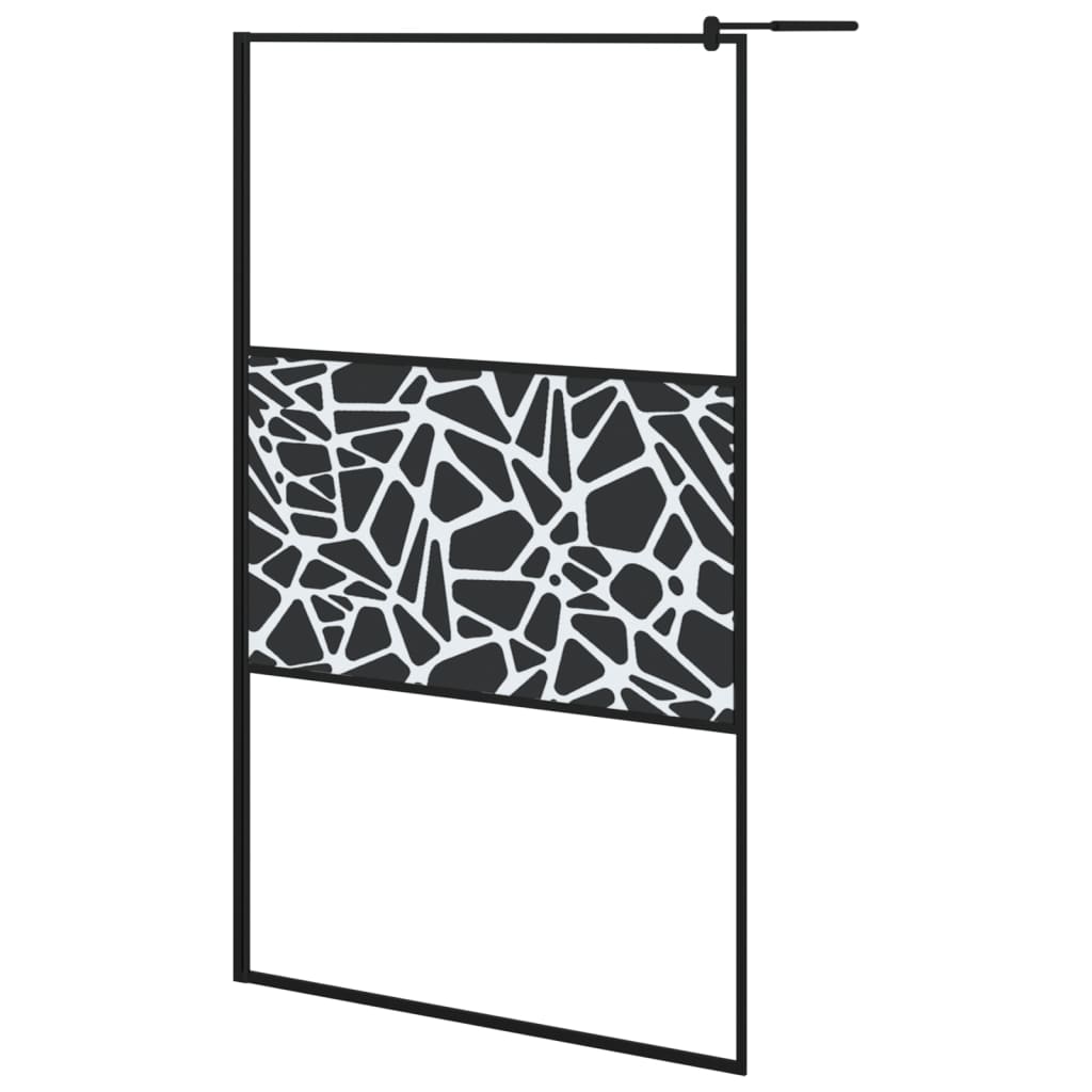 Vidaxl Walk-in shower wall with shelf 115x195 cm ESG-Glas Aluminum Black