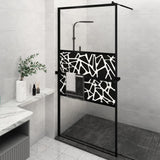 Vidaxl Walk-in shower wall with shelf 115x195 cm ESG-Glas Aluminum Black