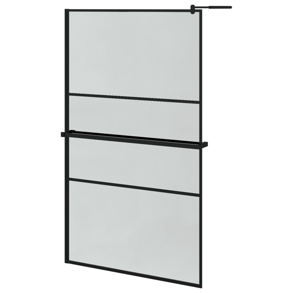 Vidaxl Walk-in shower wall with shelf 115x195 cm ESG-Glas Aluminum Black