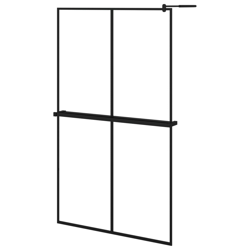 Vidaxl walk-in brusevæg med hylde 118x190 cm ESG-glas aluminium sort