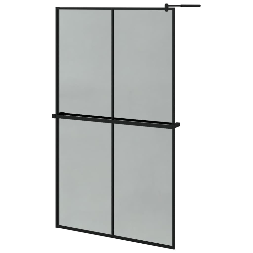 Vidaxl Walk-in shower wall with shelf 118x190 cm ESG-Glas Aluminum Black