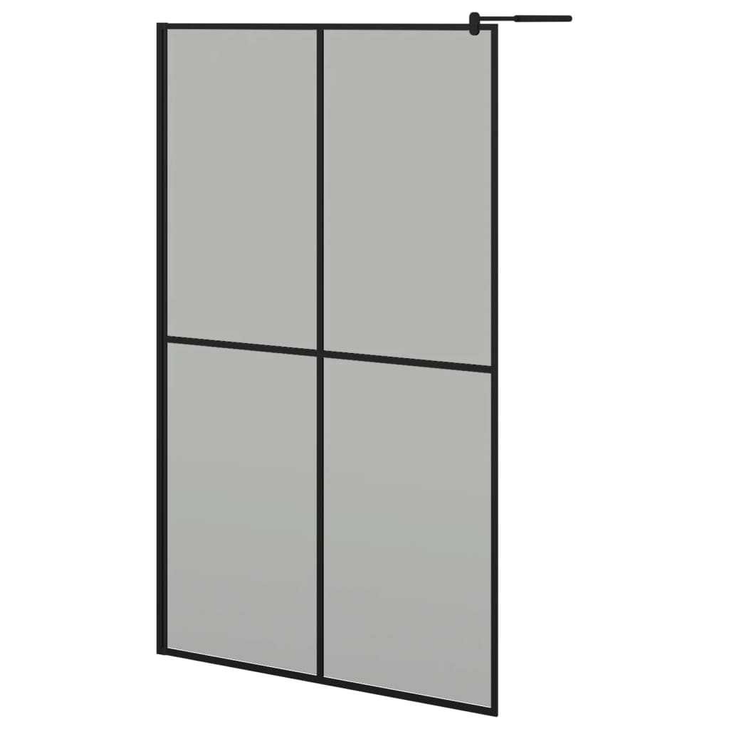 Vidaxl Walk-in shower wall with shelf 118x190 cm ESG-Glas Aluminum Black