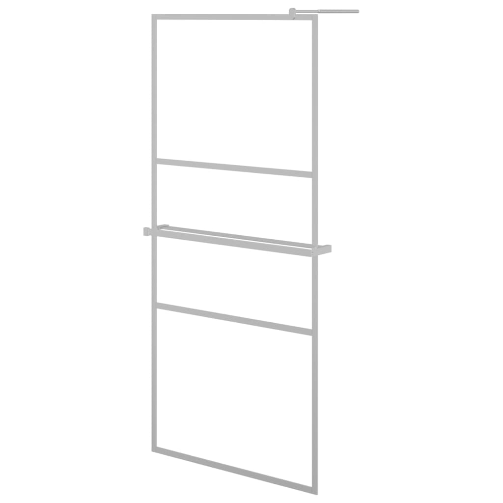 Vidaxl Walk-in shower wall with shelf 80x195 cm ESG-Glas aluminum chromium