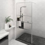 Vidaxl Walk-in shower wall with shelf 80x195 cm ESG-Glas aluminum chromium