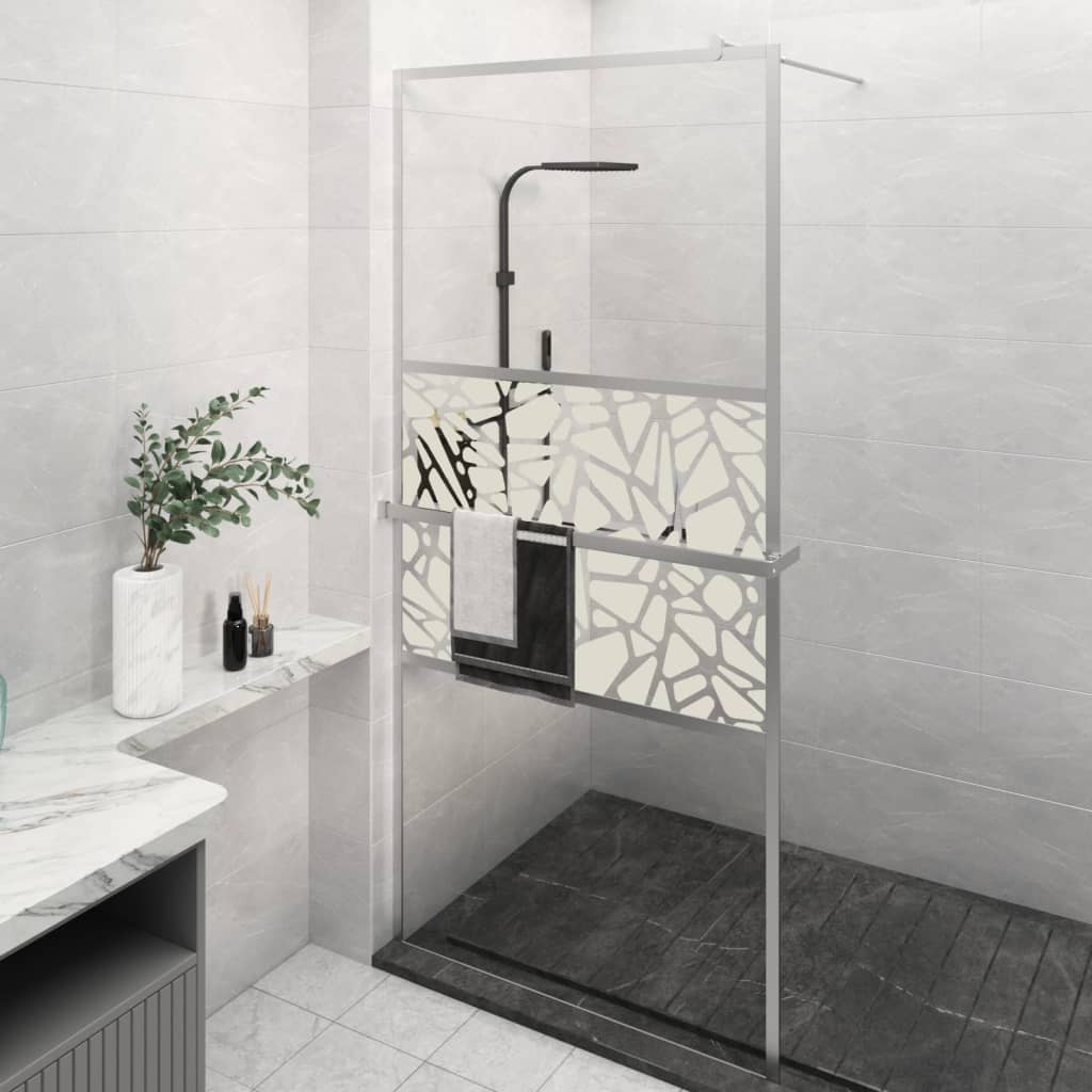 Vidaxl Walk-in shower wall with shelf 80x195 cm ESG-Glas aluminum chromium