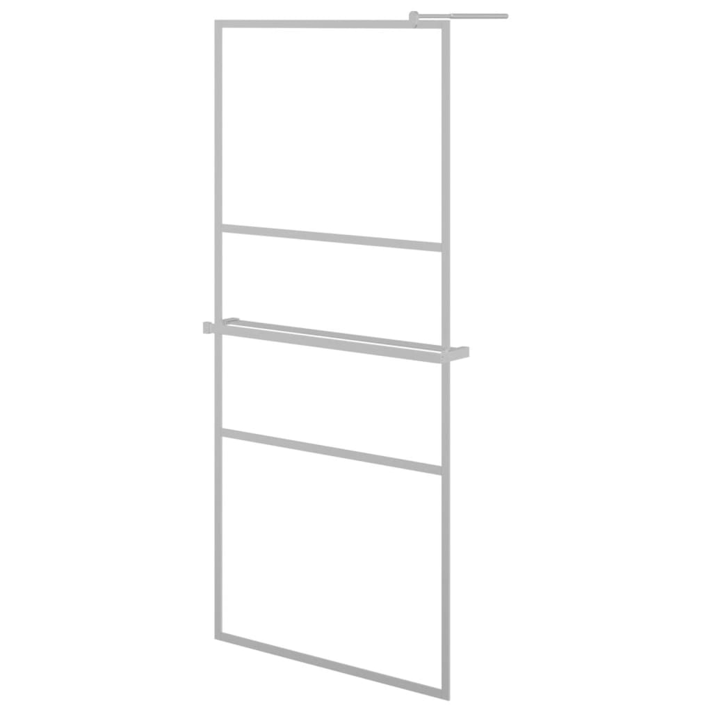 Vidaxl Walk-in shower wall with shelf 100x195 cm ESG-Glas Aluminum chromium