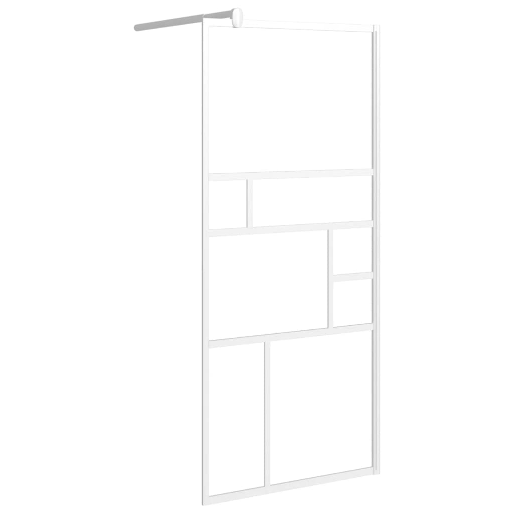 Vidaxl Walk-In Sprchová stěna s policí 90x195 cm esg-glas hliníková bílá