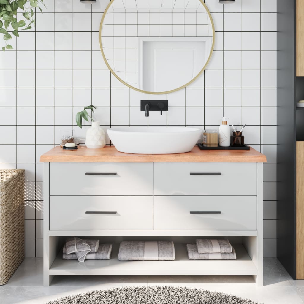 List vidaxl washbasin 140x50x (2-4) cm ošetřený s pevným dřevem světle hnědá