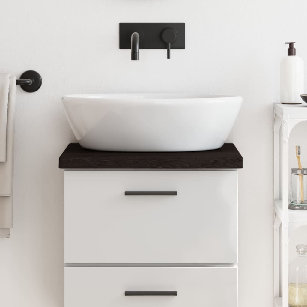 Vidaxl Washbasin Tabulka 40x40x (2-4) CM ošetřená s pevným dřevem tmavě hnědá