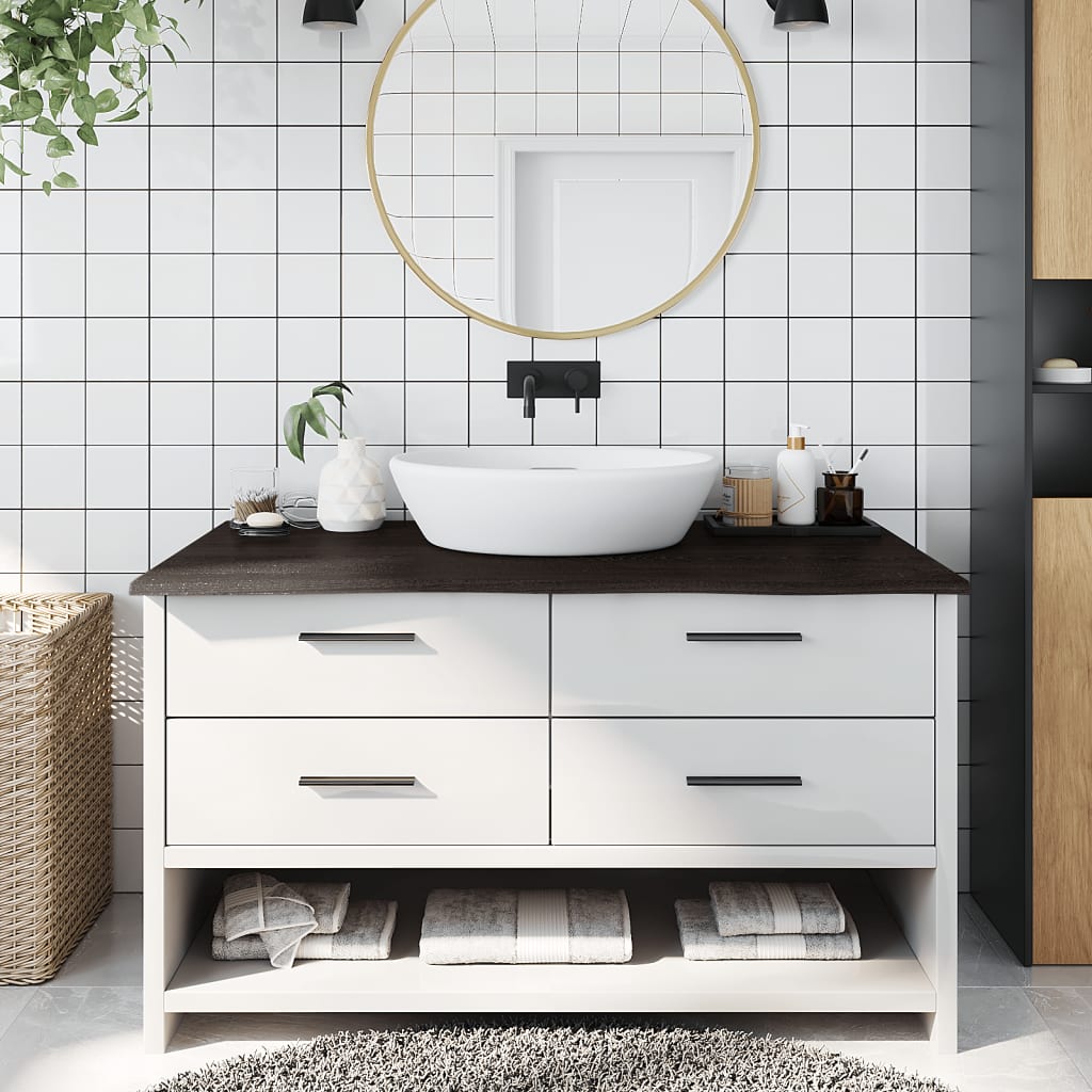 Vidaxl Washbasin Tabell 100x60x2 cm behandlet massivt tre mørkebrunt