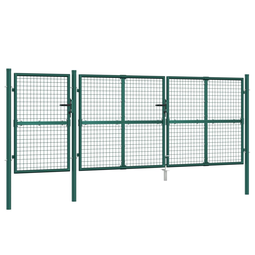 VidaXL Tuinpoort 400x175 cm gaas en gegalvaniseerd staal groen