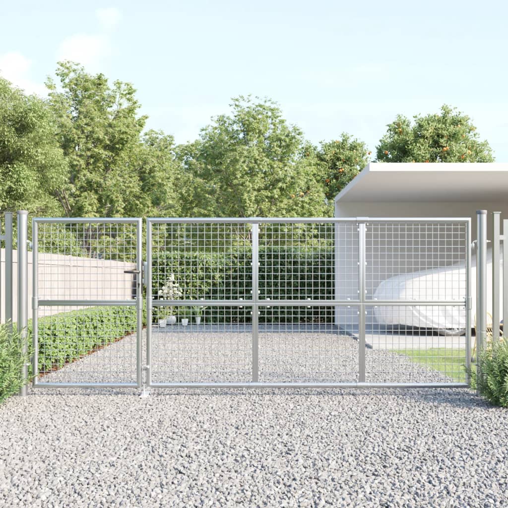 Vidaxl Garden Gate 350x175 cm mesh och galvaniserad stålsilverfärg