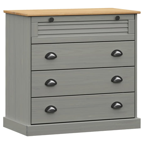 Vidaxl ladekast vigo 80x40x76 cm massief grenenhout grijs