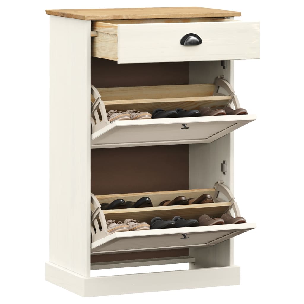 Vidaxl Shoe Cabinet Vigo 60x35x96 cm Solid Pine White