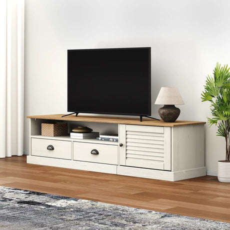 Vidaxl tv-meubel vigo 156x40x40 cm massief grenenhout wit