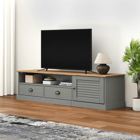 Vidaxl tv-meubel vigo 156x40x40 cm massief grenenhout grijs