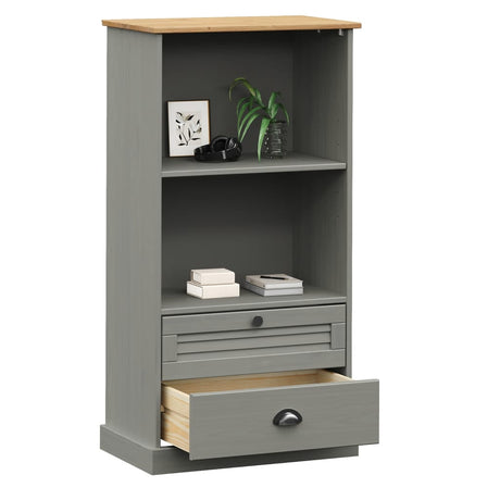 Vidaxl boekenkast vigo 60x35x114,5 cm massief grenenhout grijs