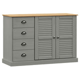Vidaxl dressoir met lades vigo 113x40x75 cm massief grenenhout grijs