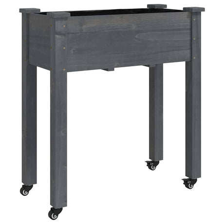 Vidaxl plantenbak op wieltjes 71x37x80 cm massief vurenhout